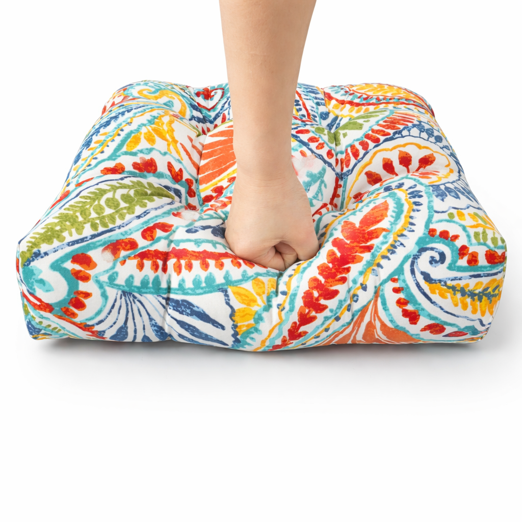 Outdoor Chair Cushions Set of 2, 19 x 19 x 4 Inch Tufted Seat Cushions