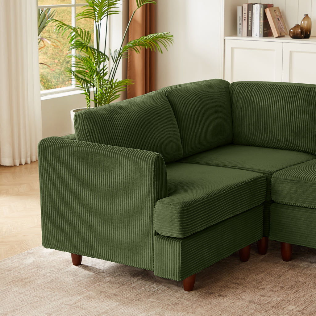 Modern Modular Sectional Sofa - Green Upholstered