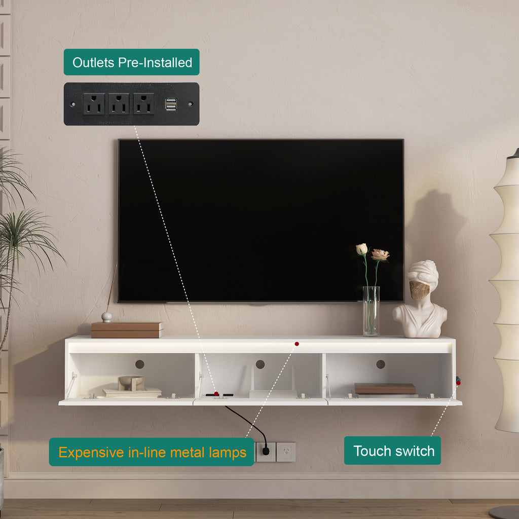High-Gloss Suspended TV Cabinet