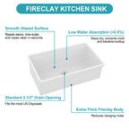 32"x19"x10" Undermount Workstation Single Bowl Porcelain Fireclay Kitchen Sink