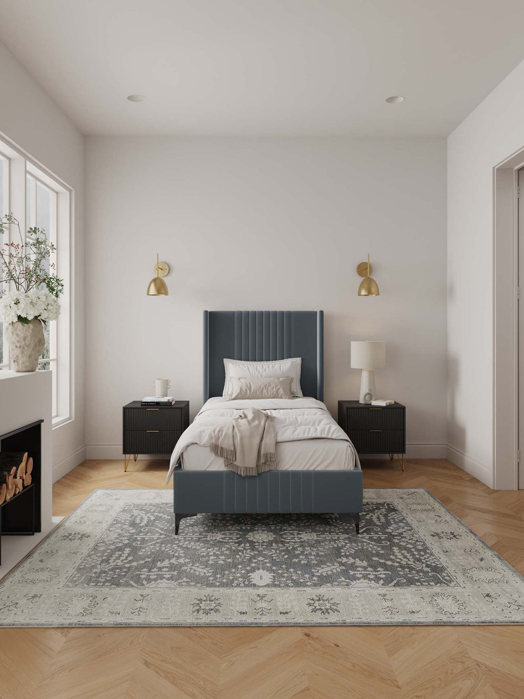 Promenade Upholstered Velvet Twin Bed