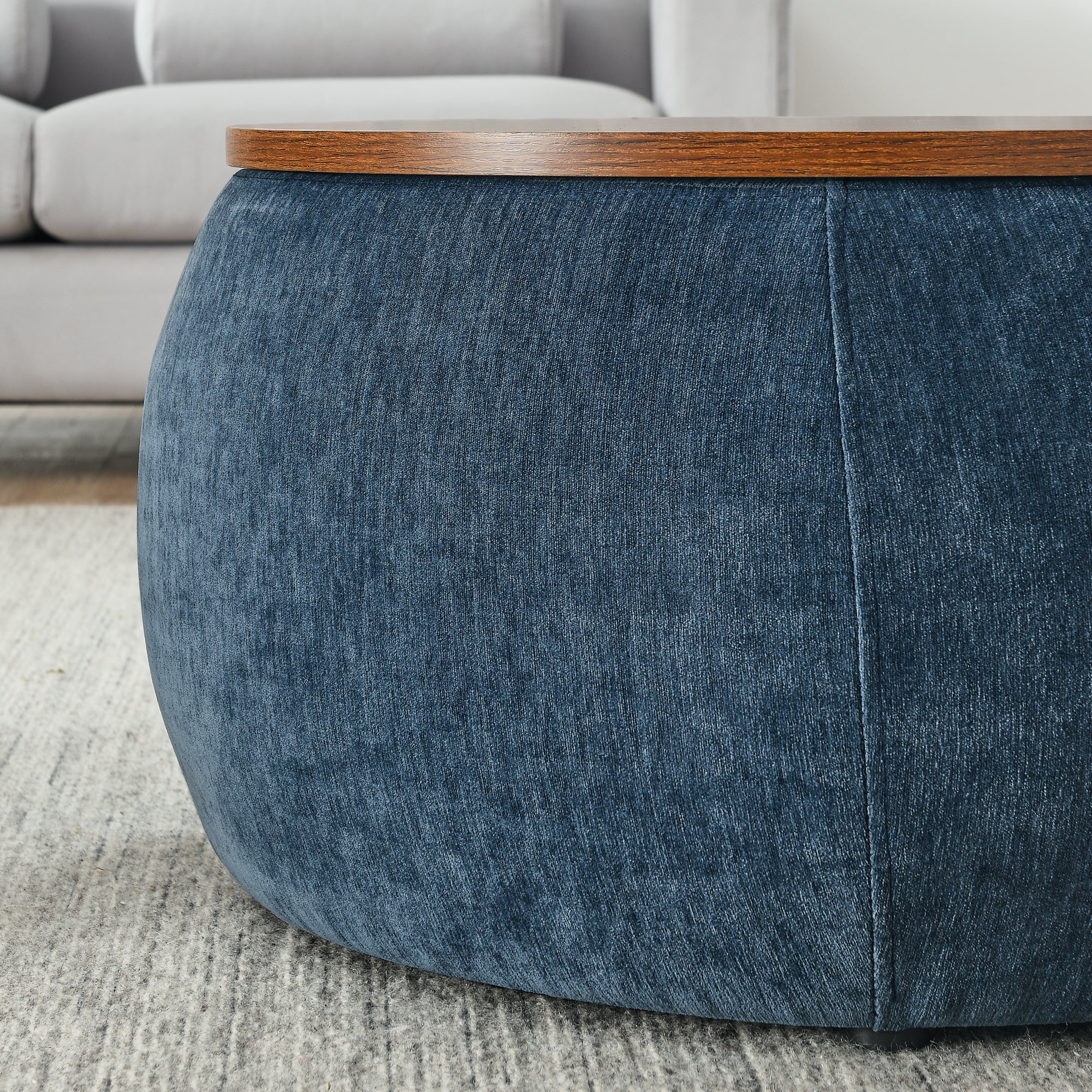 Round Storage Ottoman with 2 in 1 Functionality