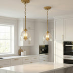 Ember Three Candle Lights Chain Pendant With Clear Glass - Satin