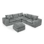 107'' Modern Boucle L-shaped Sectional Sofa with Moveable Ottoman
