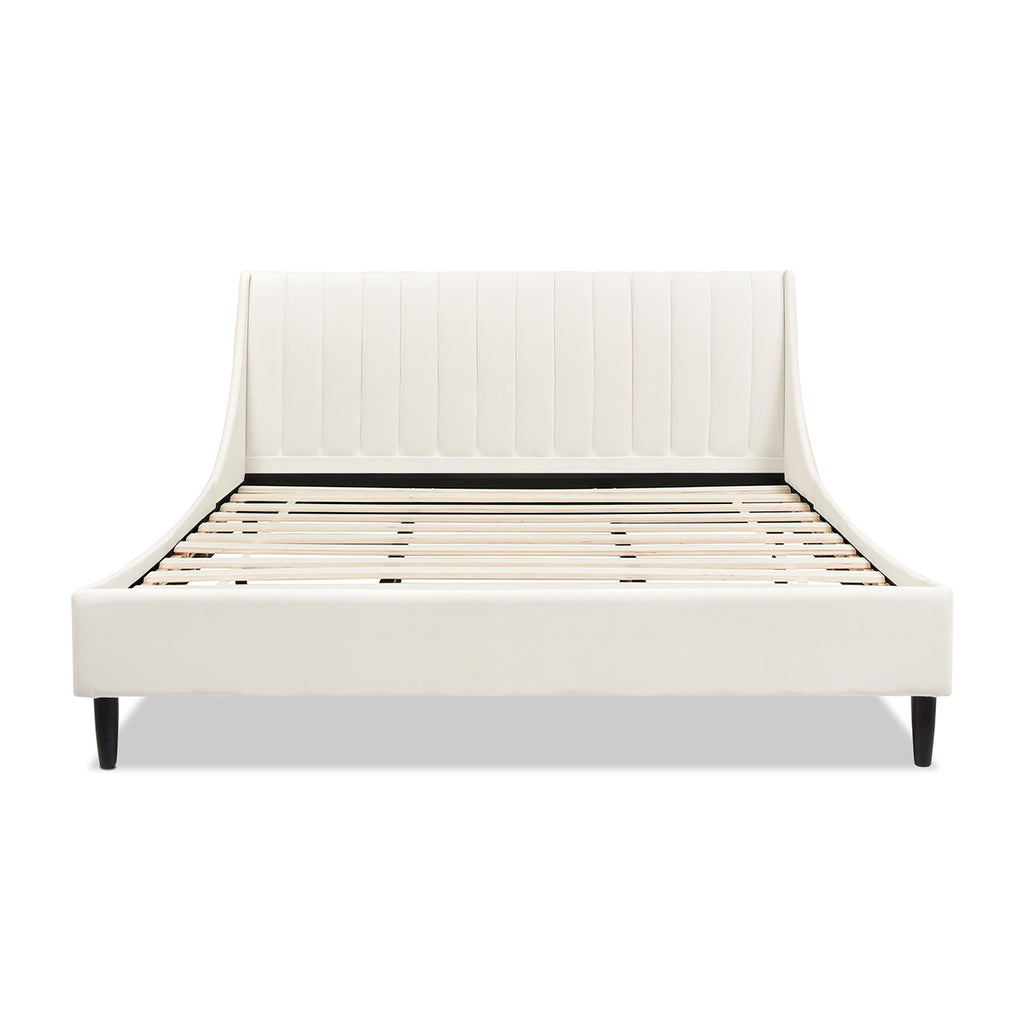 Aspen Vertical Tufted Headboard Platform Bed Set, King, Cloud