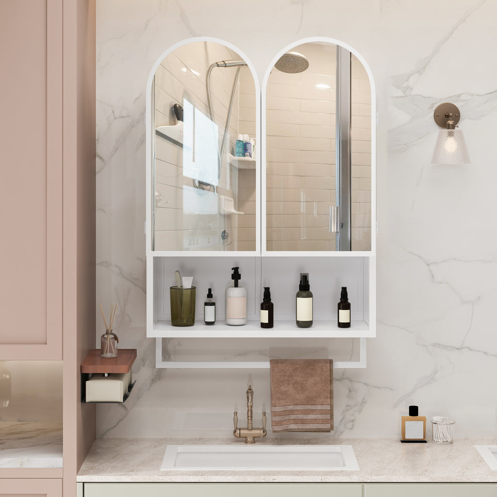 23.62" Modern Double-Arched Mirror Cabinet