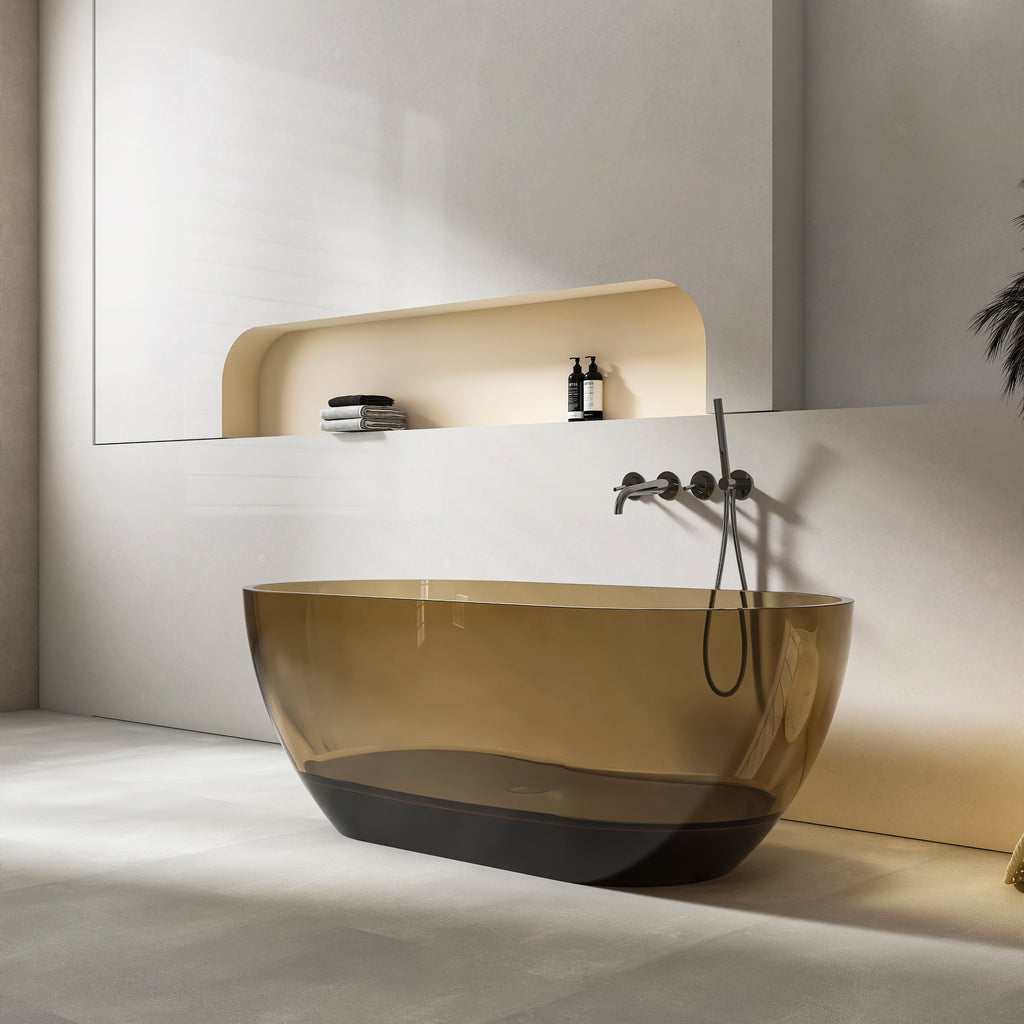 59 Inch Resin Oval Freestanding Bathtub
