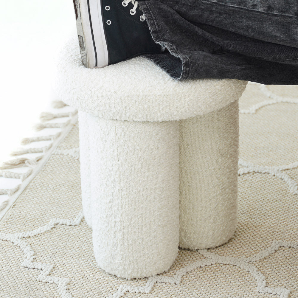 Wesley Sherpa Upholstered Ottoman Footstool