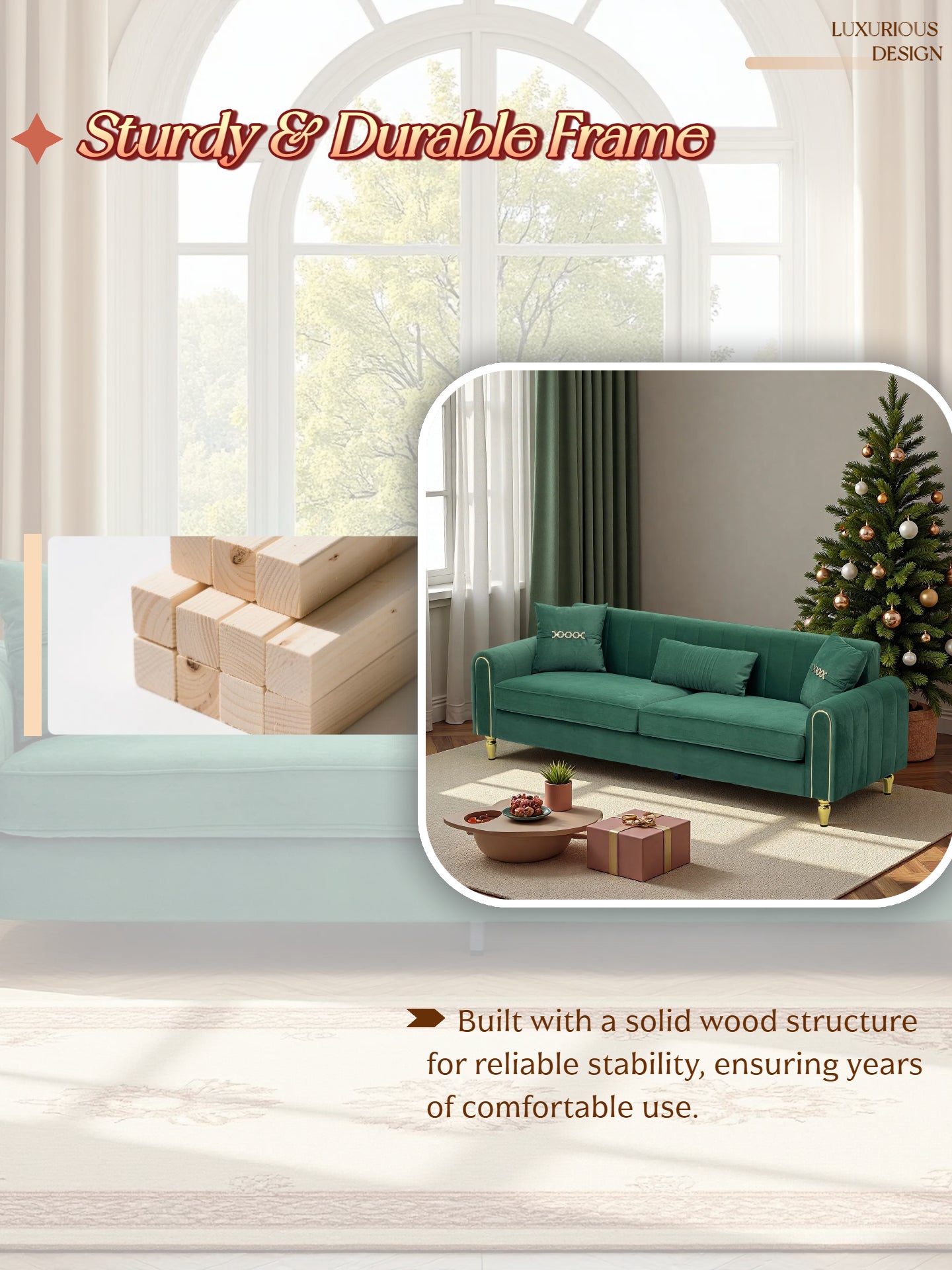 FX-P11-GR 3 Seater Contemporary Upholstered Sofa