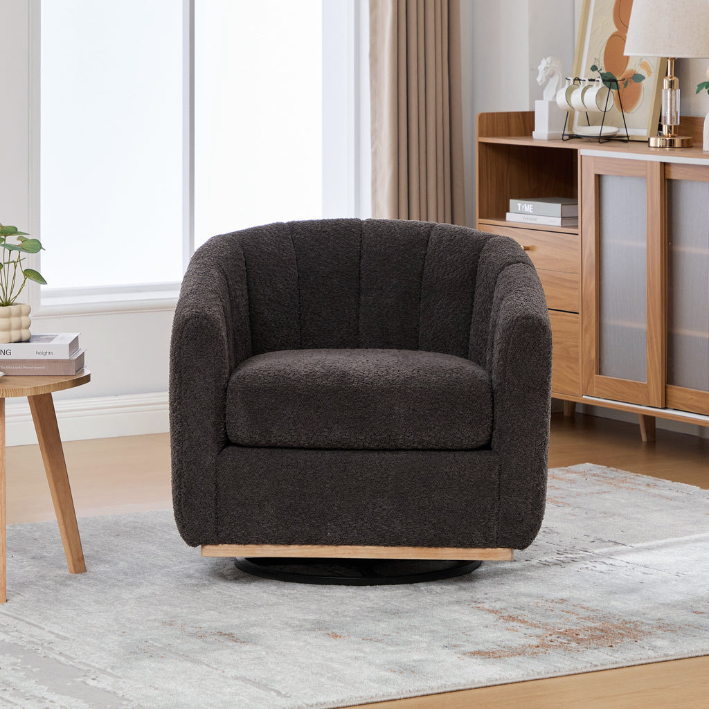 31.89" Wide Modern Chenille Cushioned Metal Base 360° Swivel Chair