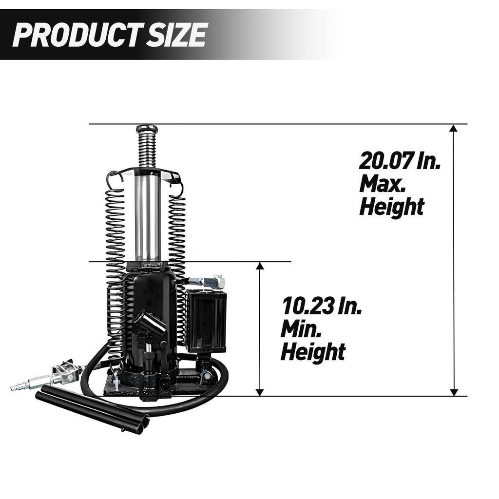 Air Hydraulic Bottle Jack, 20 Ton/40000 LBS