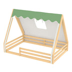 Full Size House Floor Bed with Tent and Light