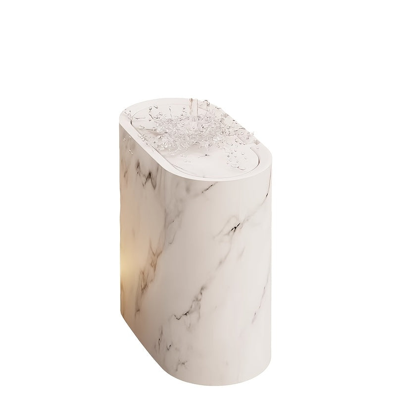Marble Bathroom Trash Can with Lid Oval Small Kitchen Garbage Bin