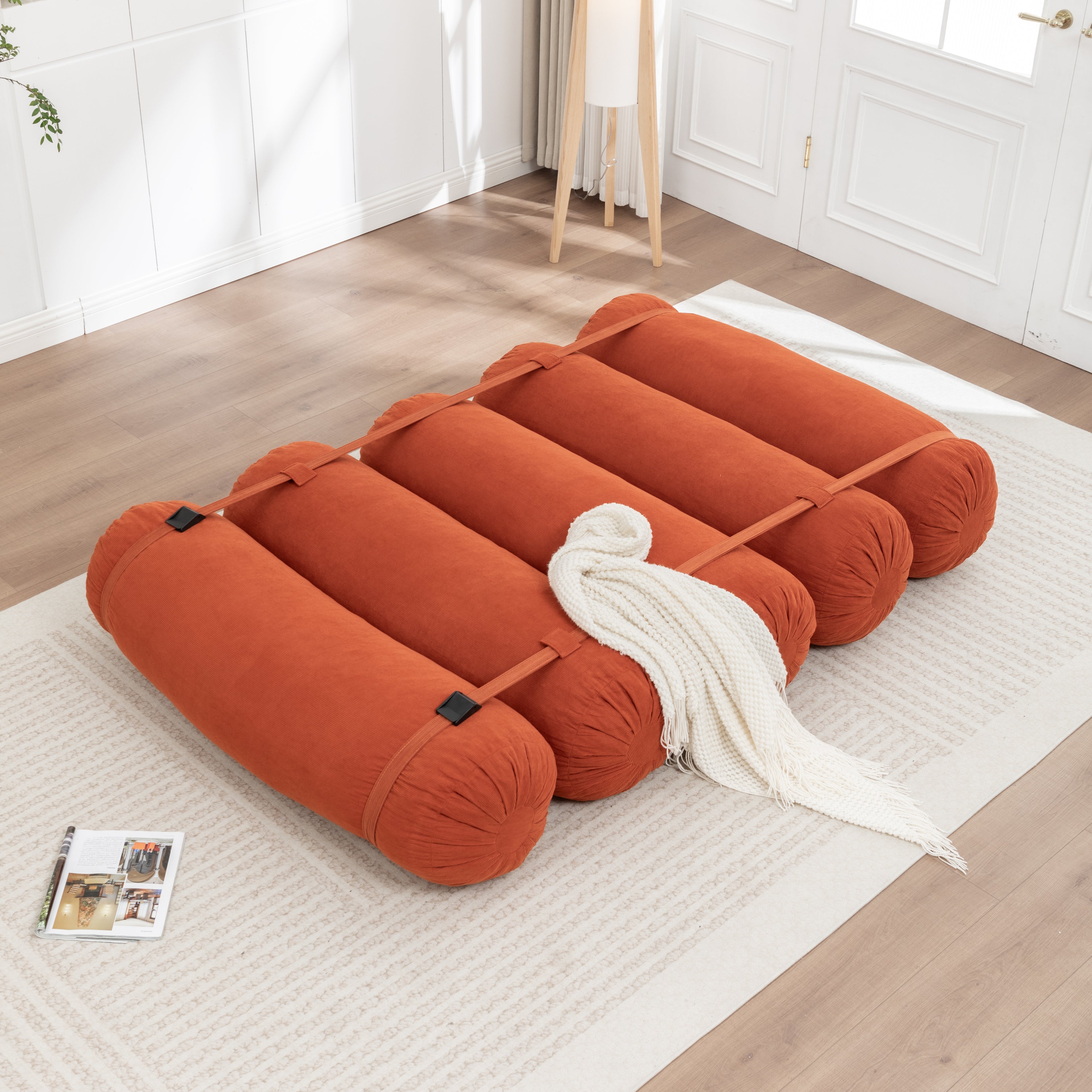 Adjustable Floor Sofa - Corduroy Lazy Sofa with Adjustable Straps