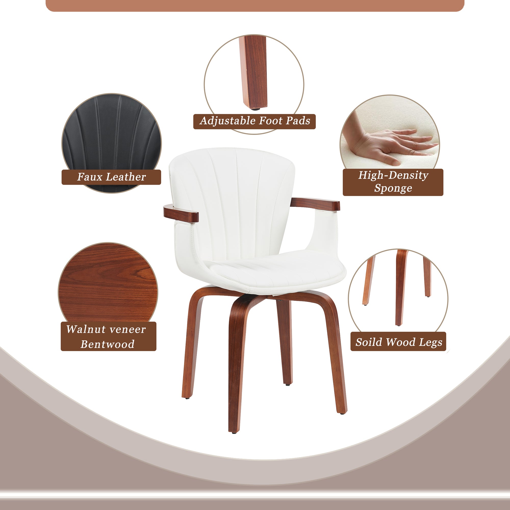 Mid-Century Modern Bentwood Swivel Dining Chairs (Set of 2)