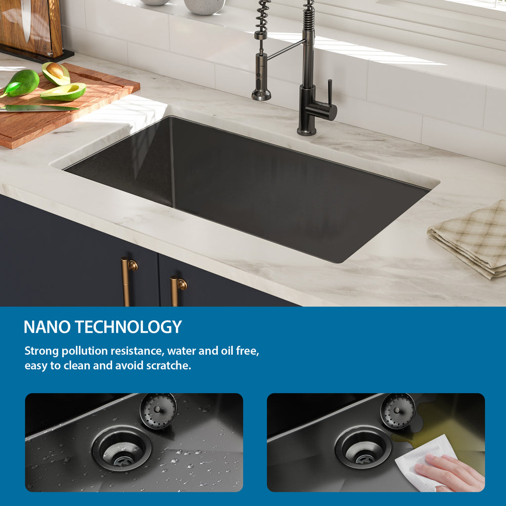 30"x18"x9" Gunmetal Kitchen Sink