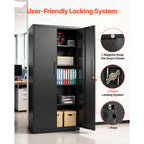 Metal Storage Cabinet with Lockable Steel Construction