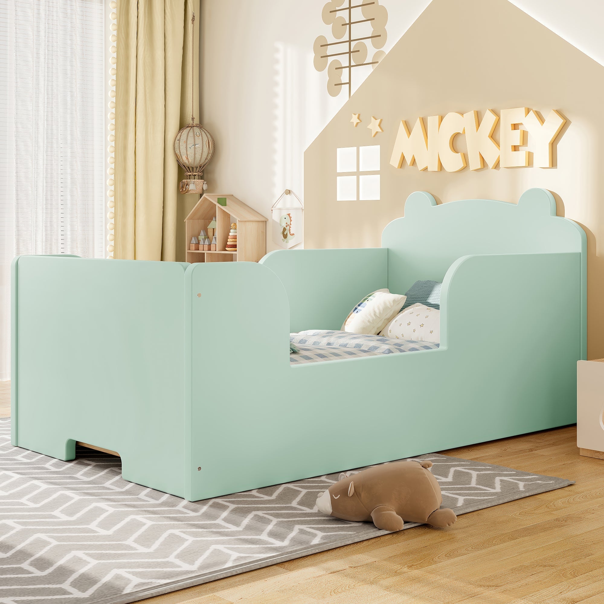 Toddler Floor Bed Frame, Bear Shape for Boys and Girls