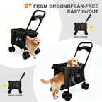 Leavader Foldable Pet Stroller with Safety Features