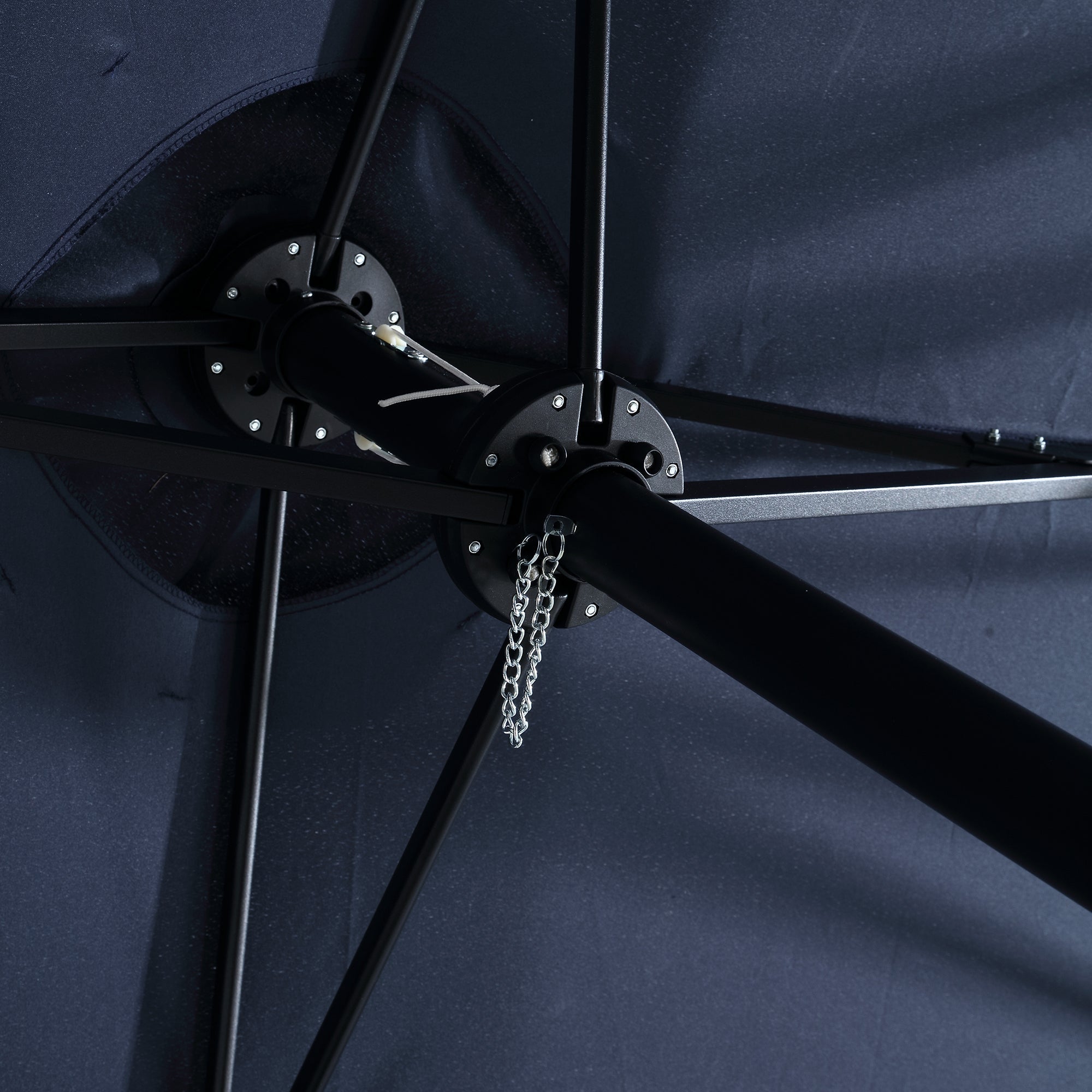 14.8 Ft Double Sided Outdoor Umbrella Rectangular Large with Crank (Navy Blue)