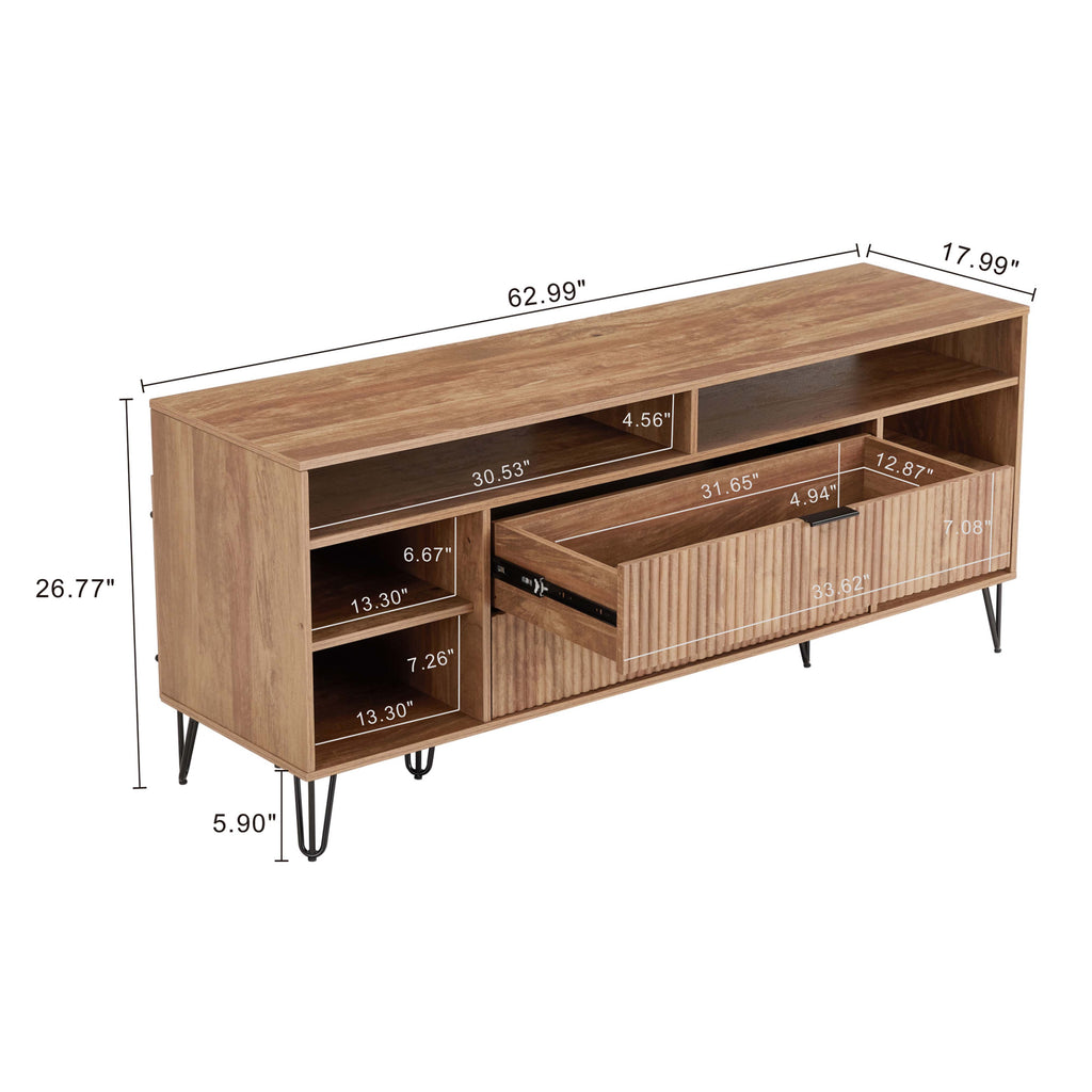 Dumbo 63" Fluted TV Stand in Golden