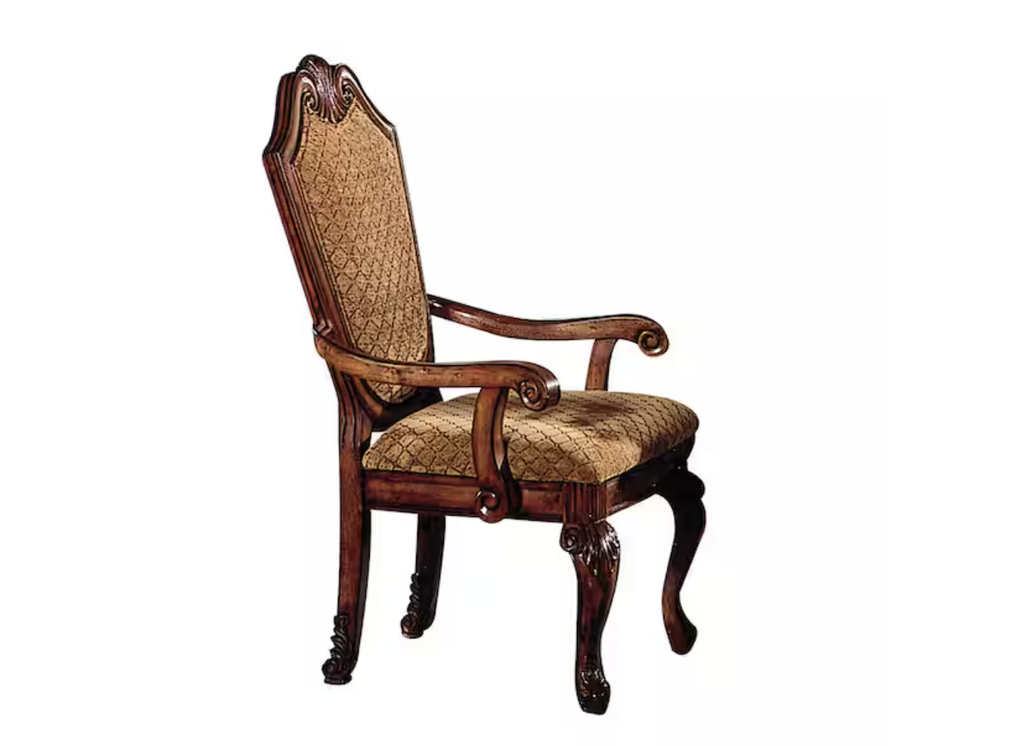 Chateau De Ville Fabric & Cherry Arm Chair (Set of 2)