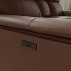 Oslo Dual Power Reclining Love Seat with Console in Pecan