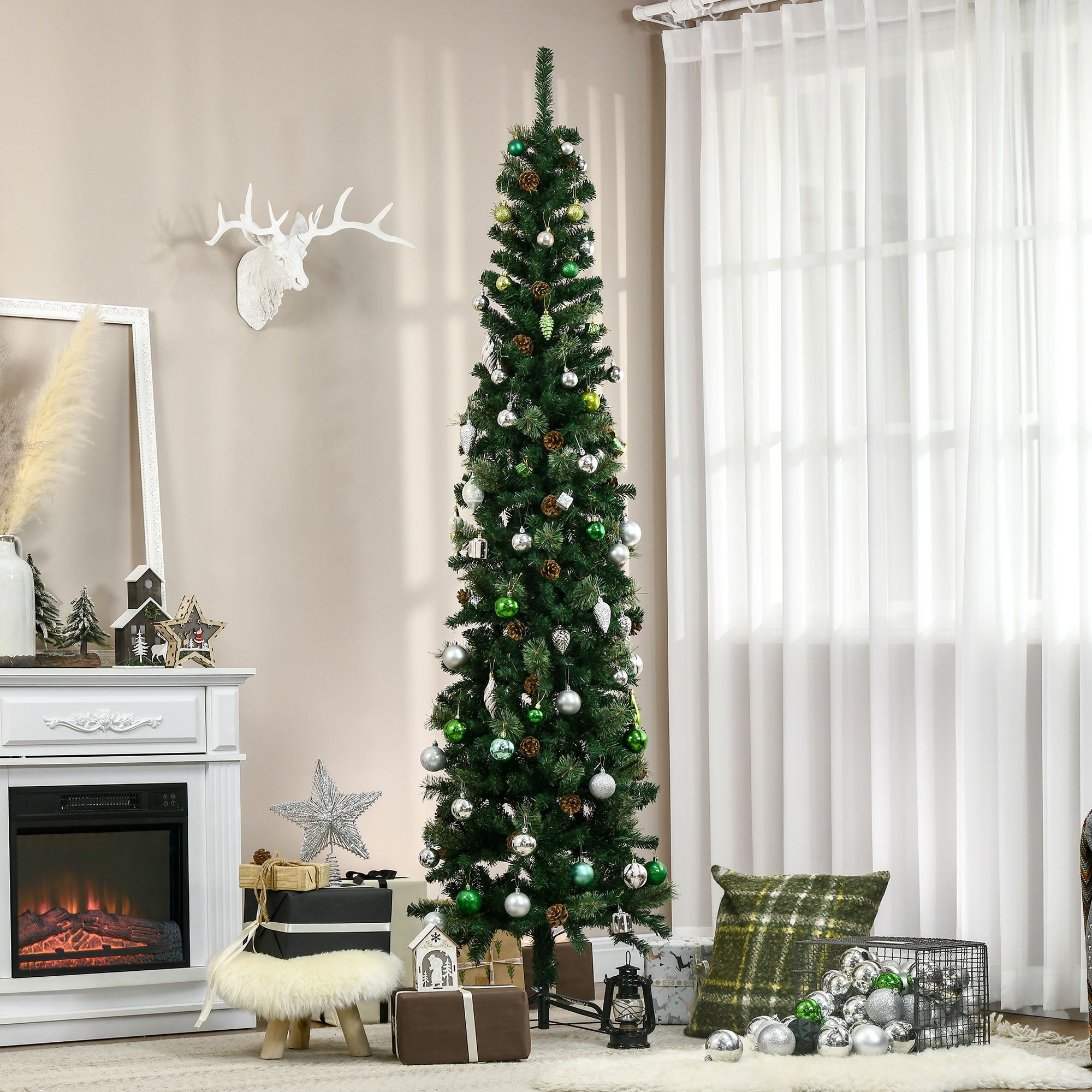 HOMCOM 7.5 Foot Pencil Christmas Tree