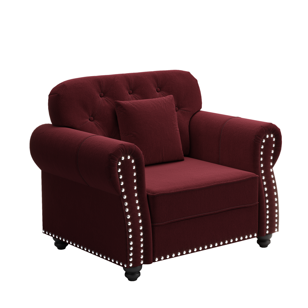 41.3" Upholstered Velvet Sofa with Nailhead Trim