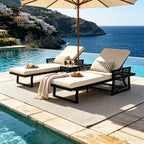 Black Iron Outdoor Chaise Lounge Set