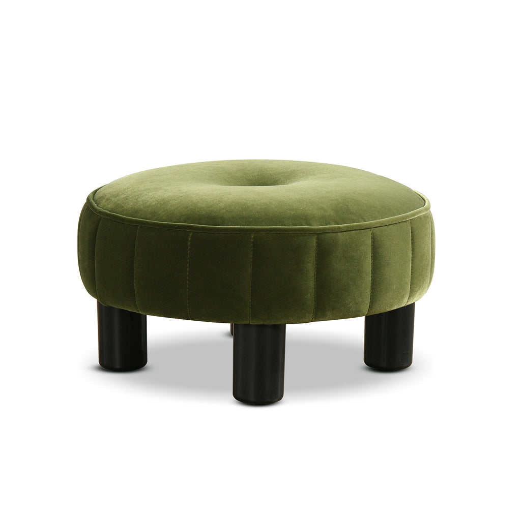 Riley 16" Round Footstool Ottoman, Olive
