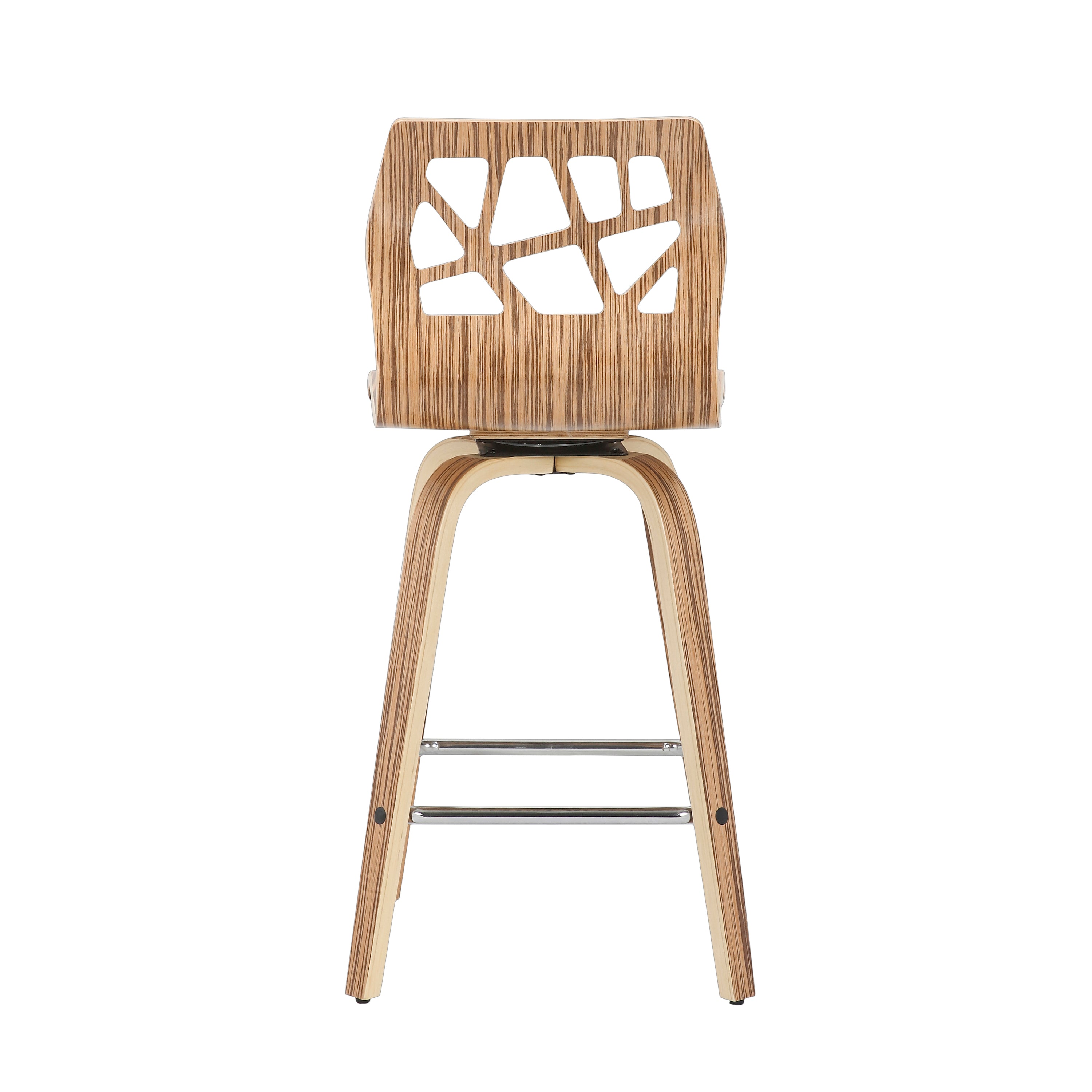 Folia Mid-Century Modern Counter Stool in Zebra Wood