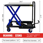 Hydraulic Lift Trolley, 500 LBS Capacity, BLACK+BLUE