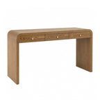 Walnut Curved Design 3-Drawer Long Console Table