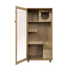 Basia Rubber Wood Cat Cabinet with Wheels
