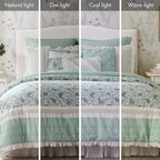 9 Piece Cotton Percale Comforter Set Aqua King