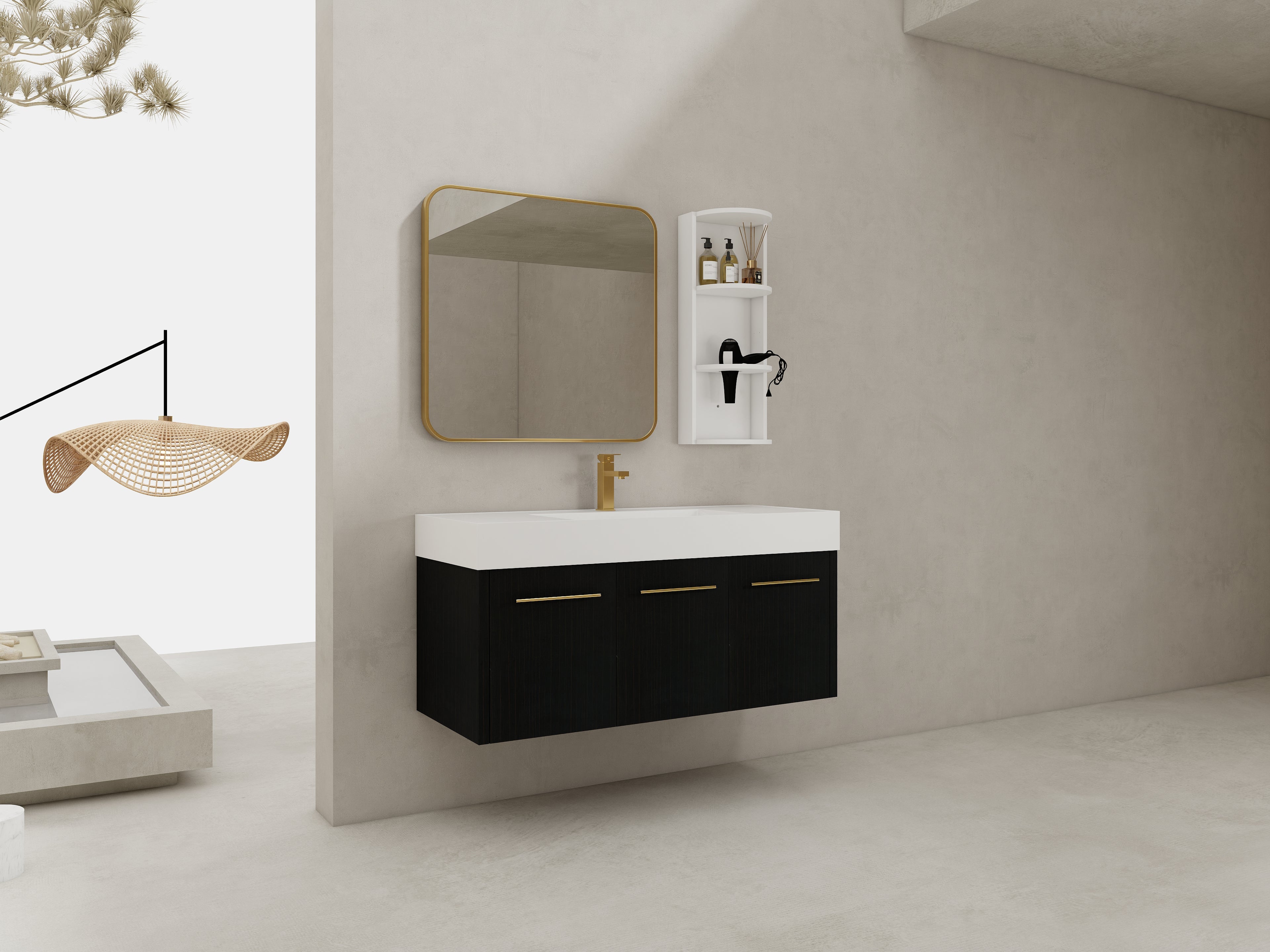 48 Inch Wall-Mounted Bathroom Vanity with Sink