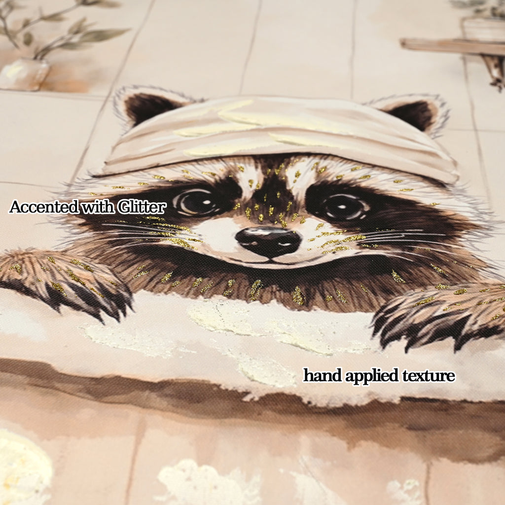 Raccoon Bathroom Canvas Wall Art