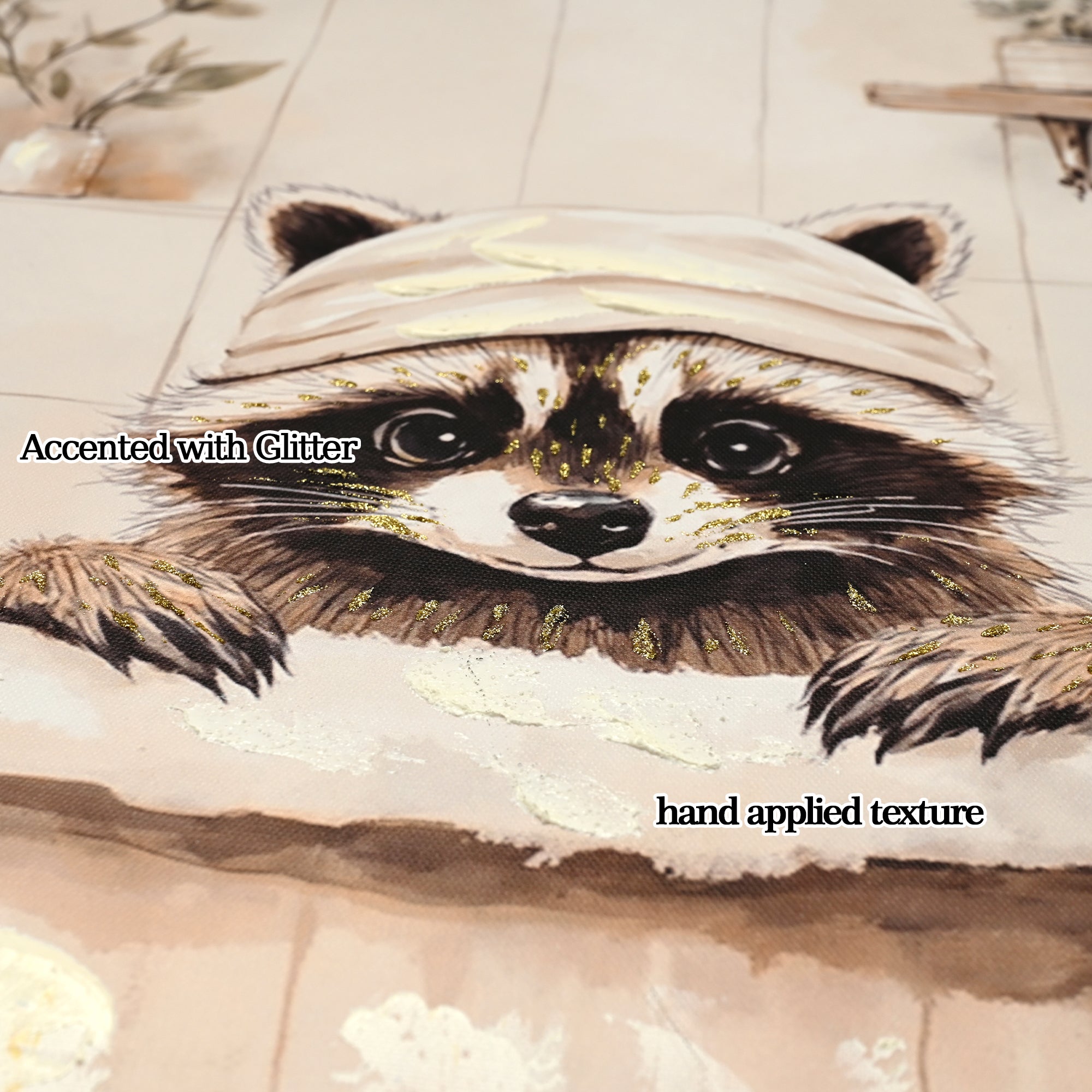 Raccoon Bathroom Canvas Wall Art