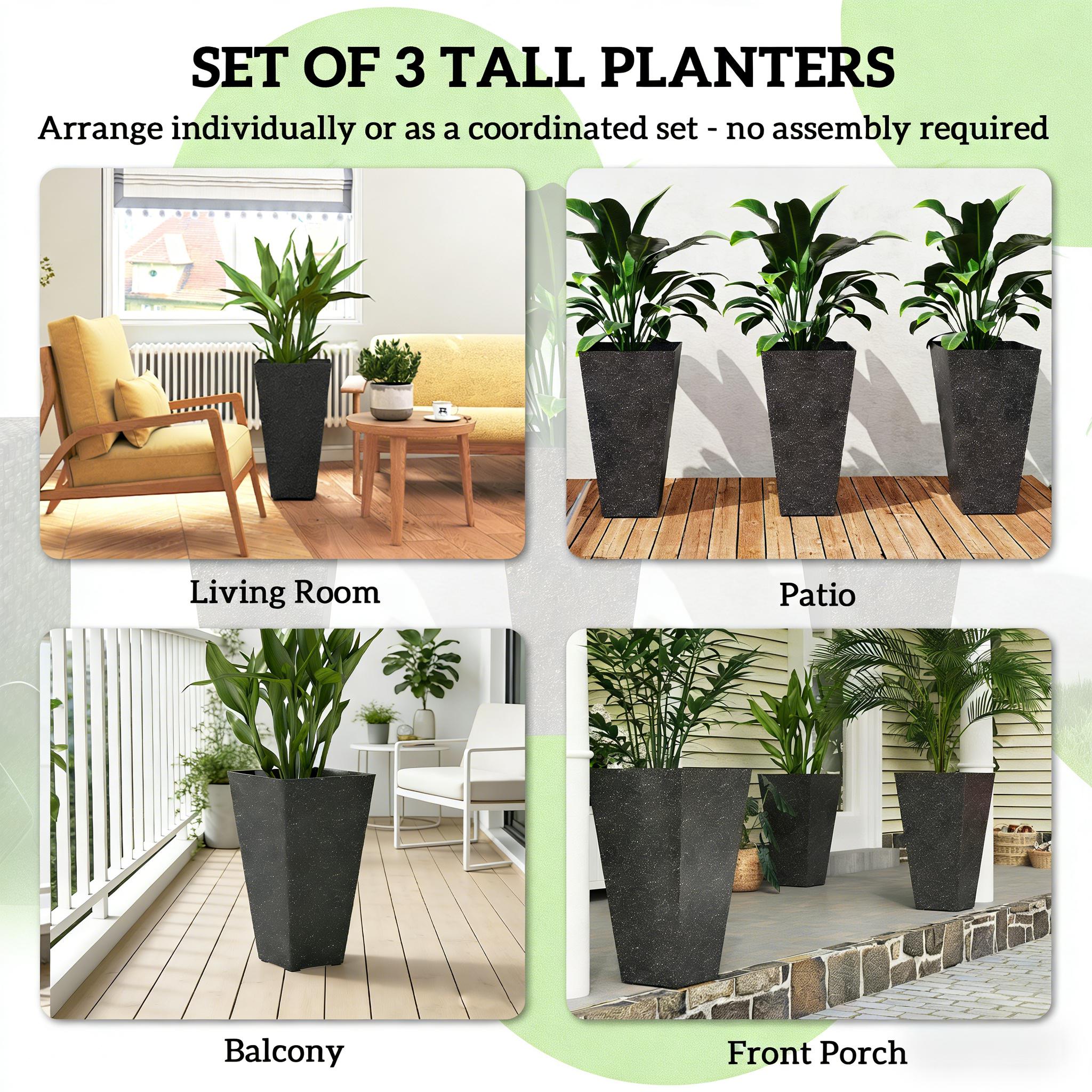 Stackable Taper Planters, Set of 3 Flower Pots