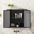 Black Wall-Mounted Bathroom Cabinet with Mirror