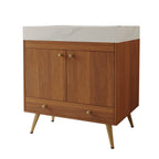 Mid-Century Freestanding Bathroom Vanity with Faux Marble Top