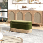 Serena 38" Oval Storage Bench Ottoman, Olive