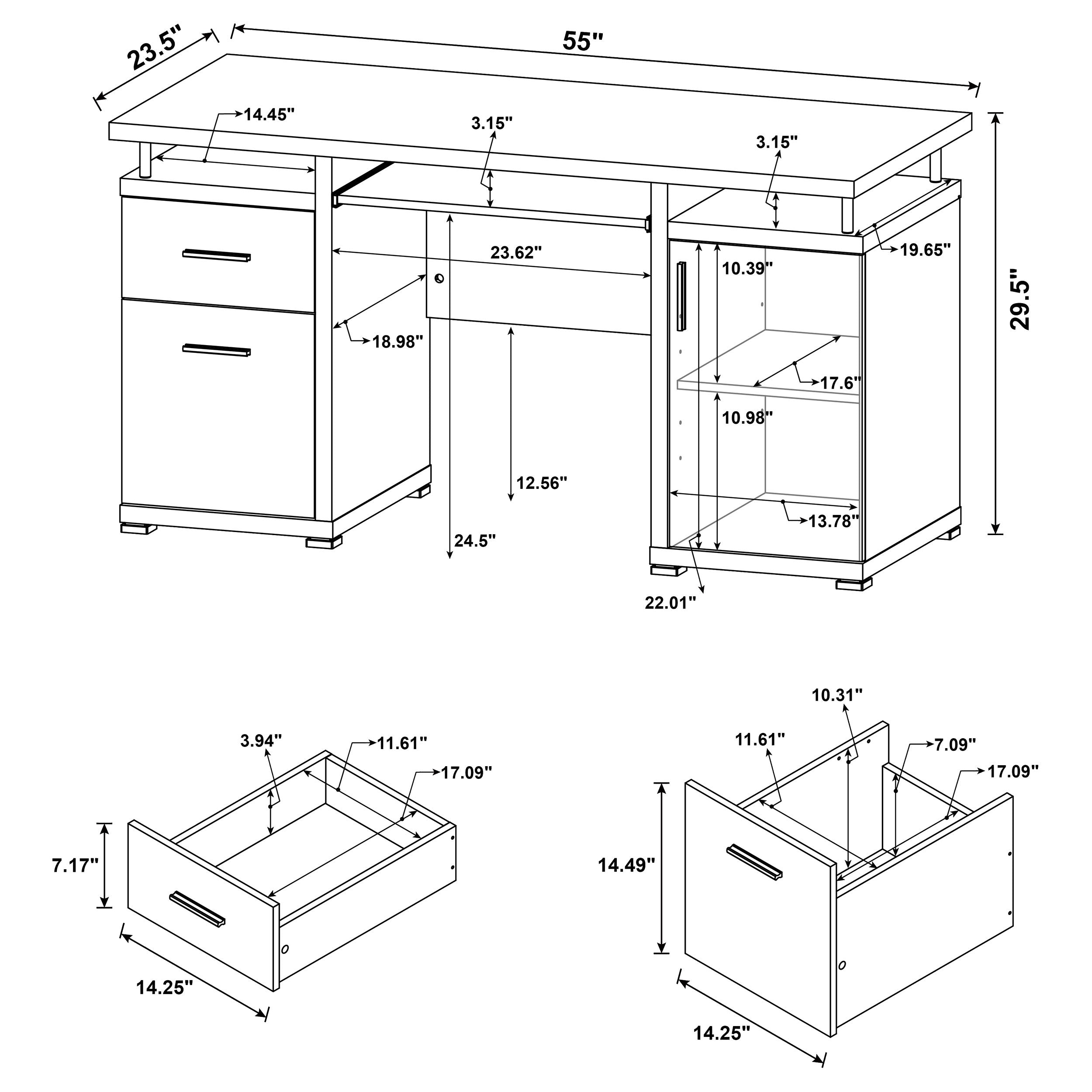 Tracy 55-inch 2-drawer Office Computer Desk Cappuccino-CoasterEveryday