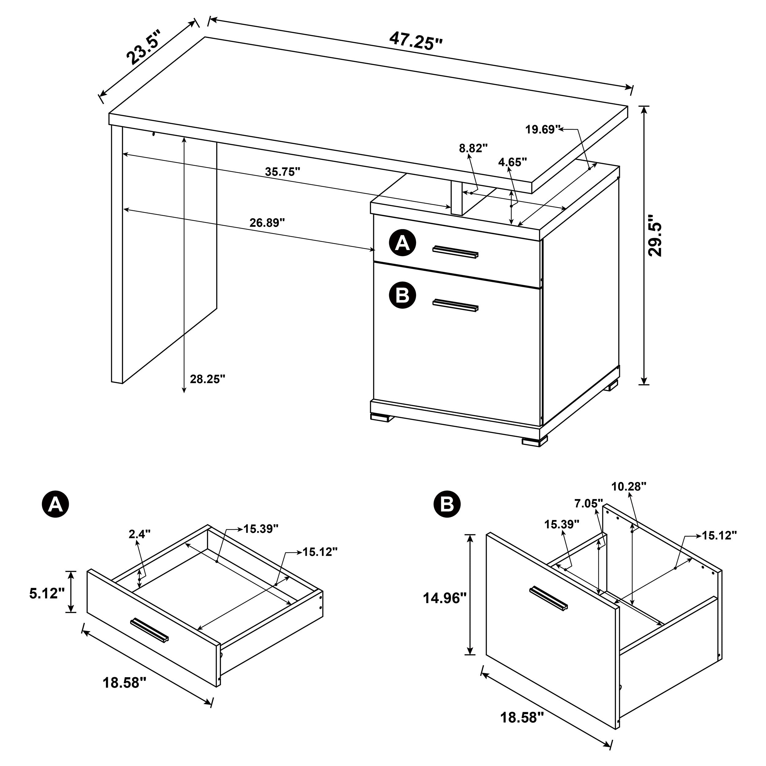 Irving 47-inch 2-drawer Office Computer Desk Cappuccino-CoasterEveryday