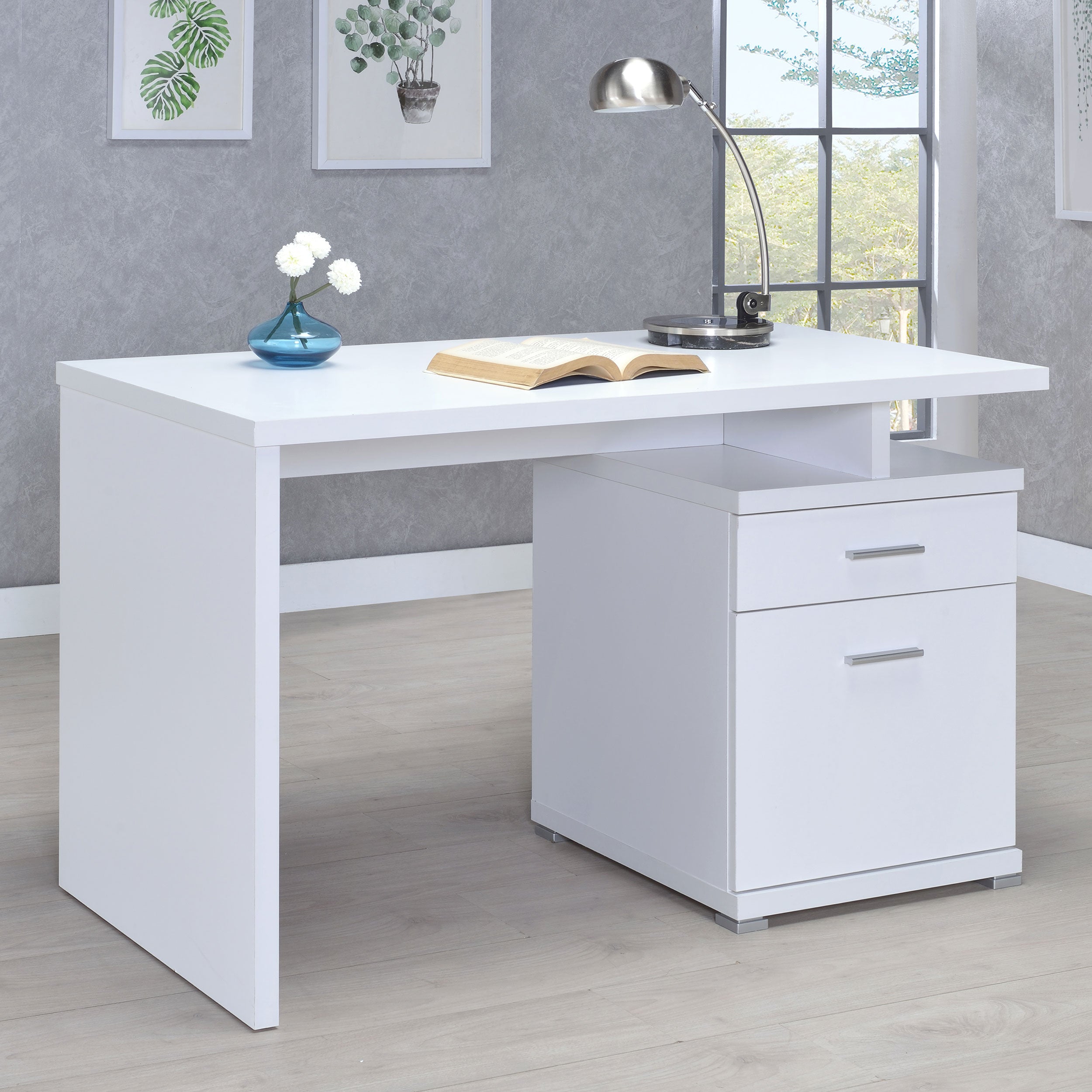 Irving 47-inch 2-drawer Office Computer Desk White-CoasterEveryday