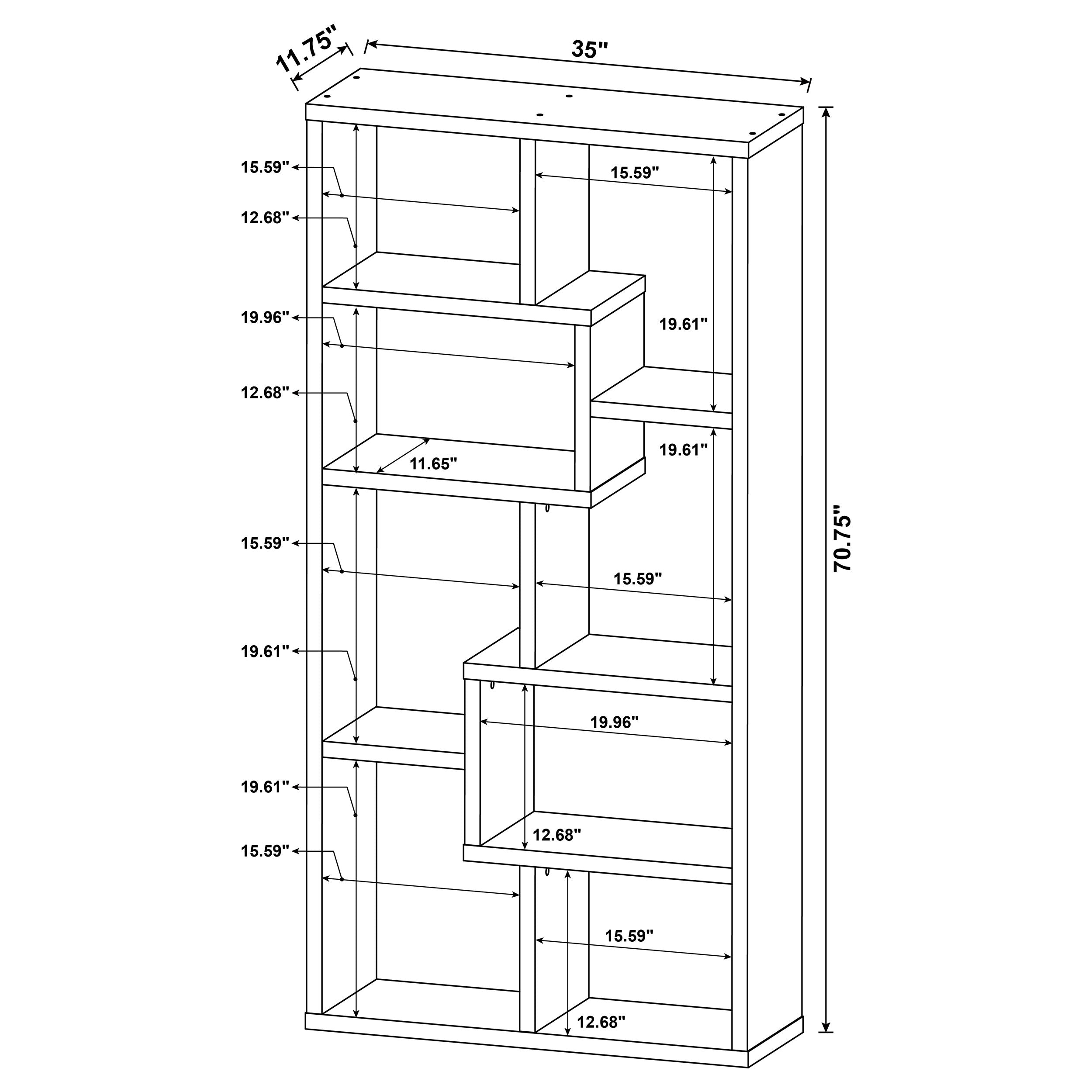 Theo 71-inch 6-shelf Bookshelf Cappuccino-CoasterEveryday