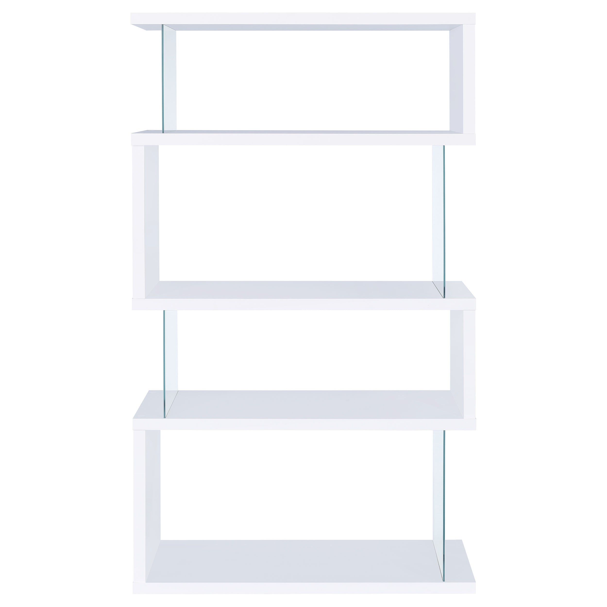 Emelle 63-inch 4-shelf Glass Panel Bookshelf White-CoasterEveryday
