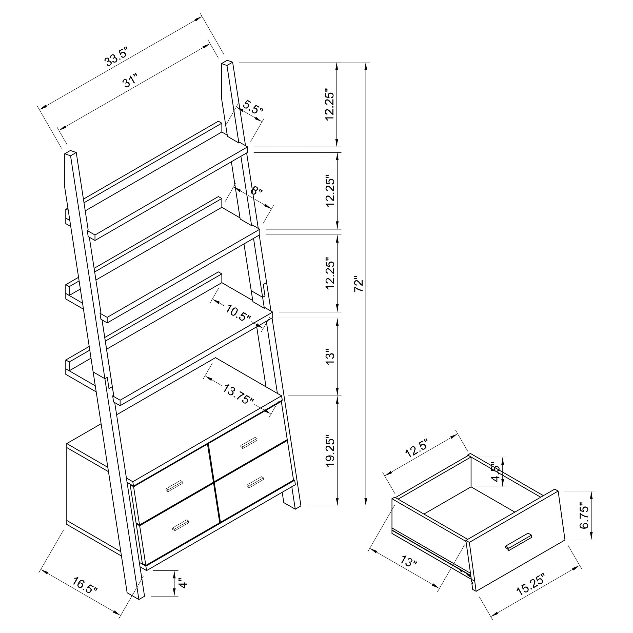 Colella 72-inch 5-shelf Storage Ladder Bookshelf Cappuccino-CoasterEveryday