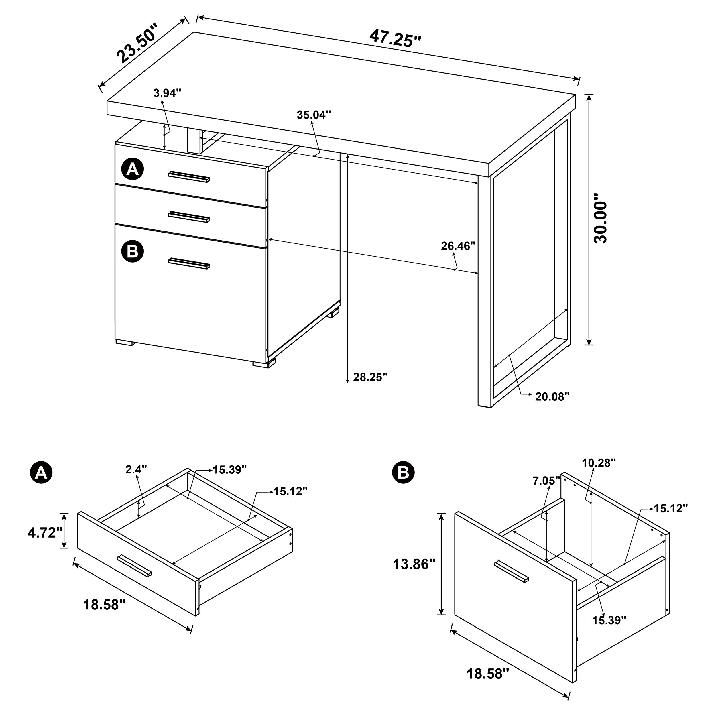 Brennan 47-inch 3-drawer Office Computer Desk White-CoasterEveryday